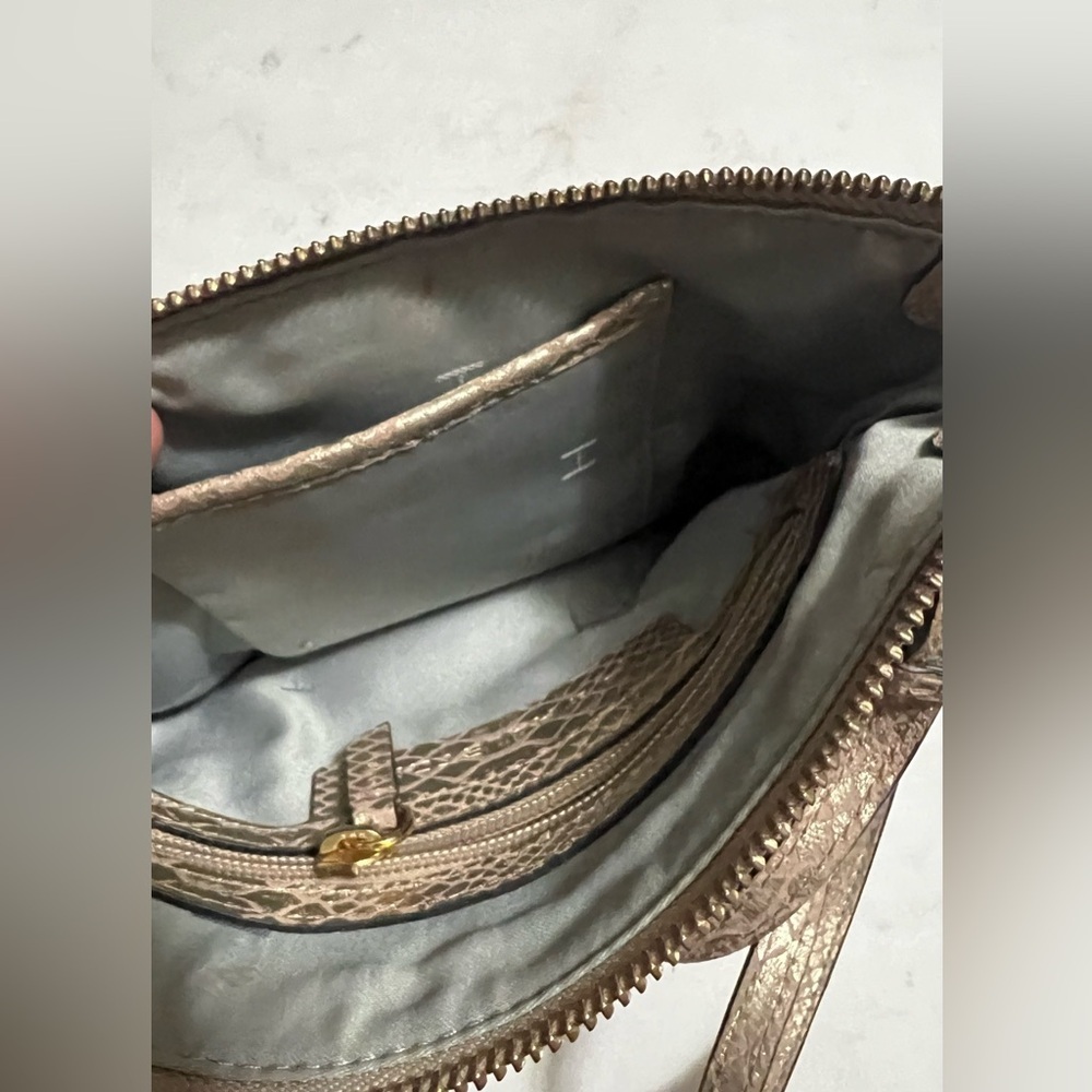 H by Halston metallic python-embossed leather crossbody handbag - Picture 6 of 11